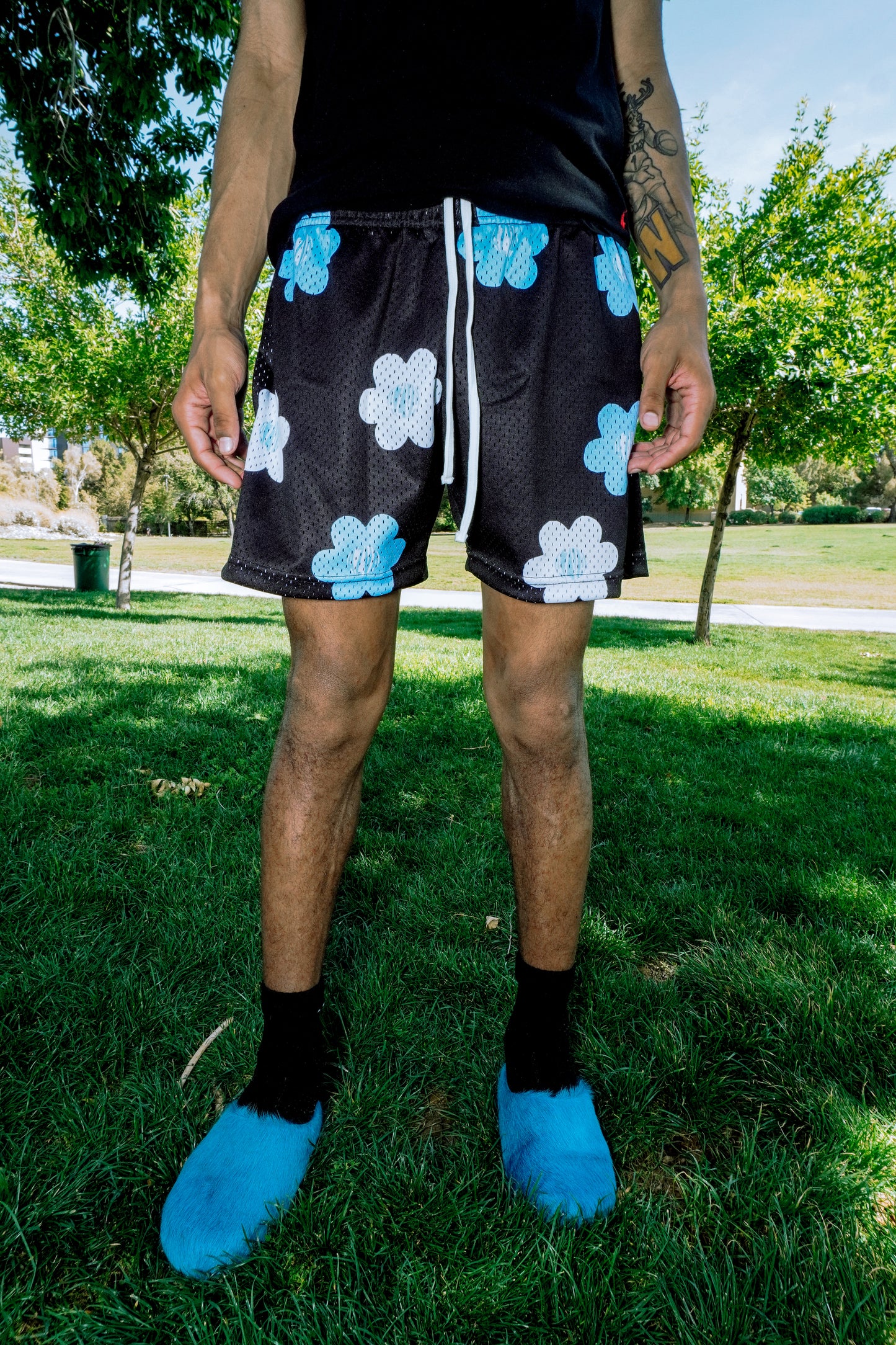UNC Blue Flower Mesh Shorts