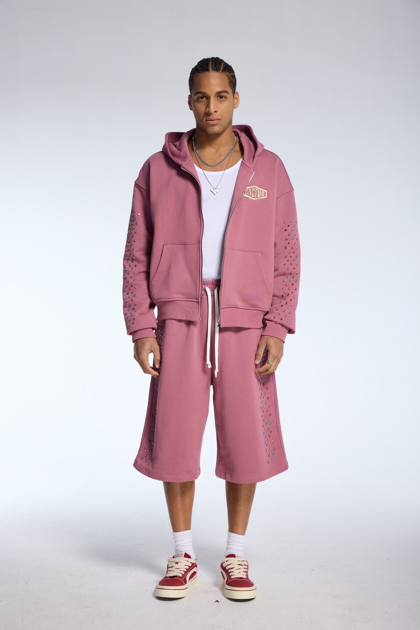 Crystal Cactus Sweat Shorts - Raspberry