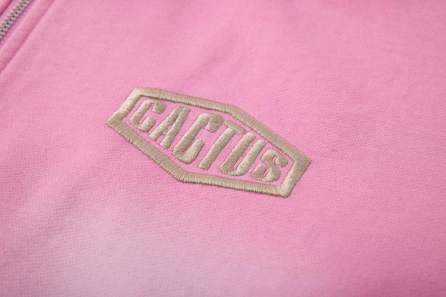 CRYSTAL CACTUS ZIP HOODIE - PINK