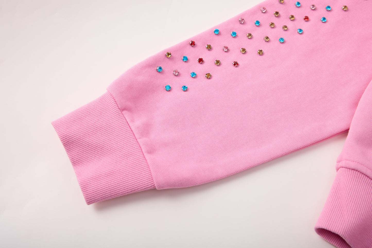 CRYSTAL CACTUS ZIP HOODIE - PINK