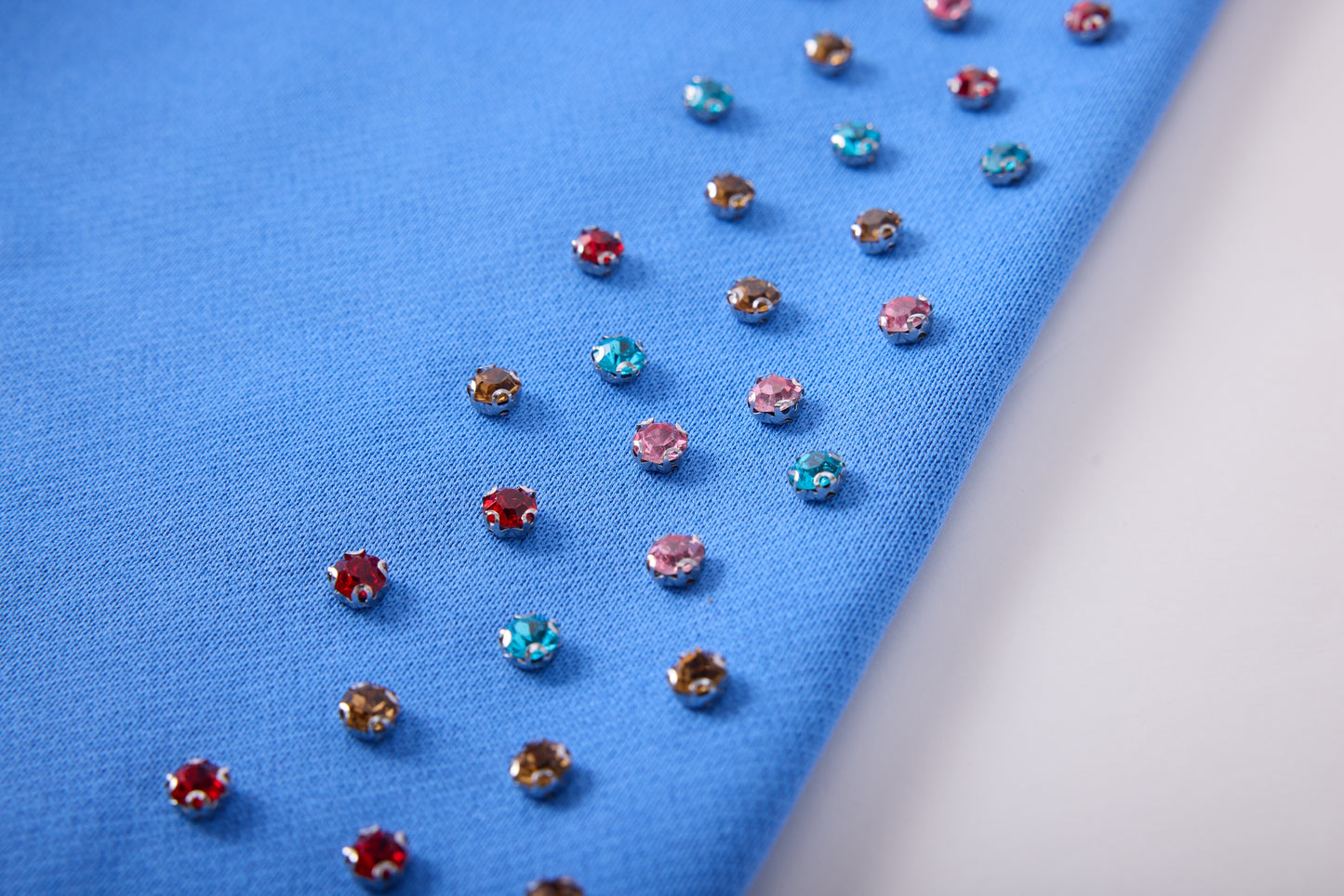 CRYSTAL CACTUS ZIP HOODIE - BABY BLUE