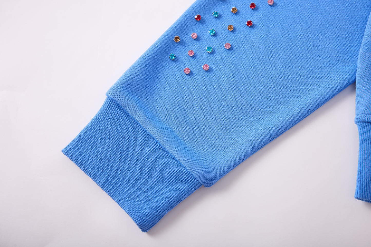 CRYSTAL CACTUS ZIP HOODIE - BABY BLUE