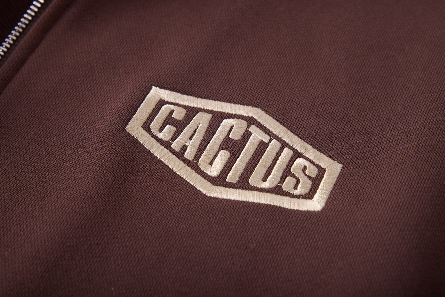 CRYSTAL CACTUS ZIP HOODIE - BROWN